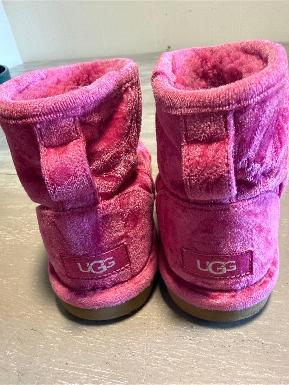 UGG Kids Plush Magenta Slip-On Booties